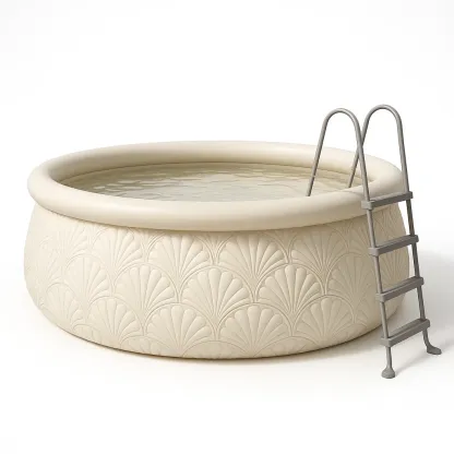 Piscine autoportée beige 300x300x76 cm avec échelle et filtre à cartouche kGvMeyZW30RN-Meuzen