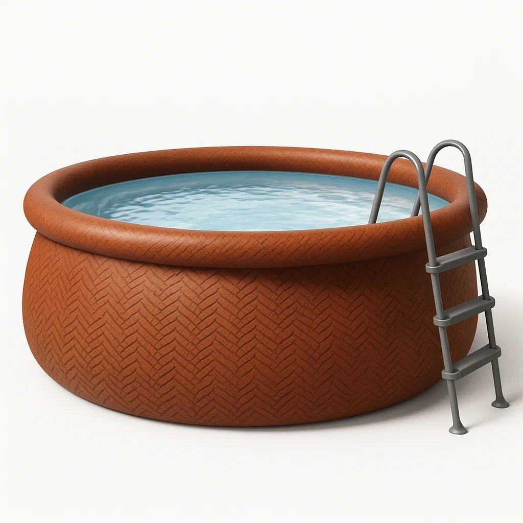 Piscine autoportée ronde avec échelle et filtre à sable rouge brique 315x315x92 cm KasqdAtu32pL-Meuzen