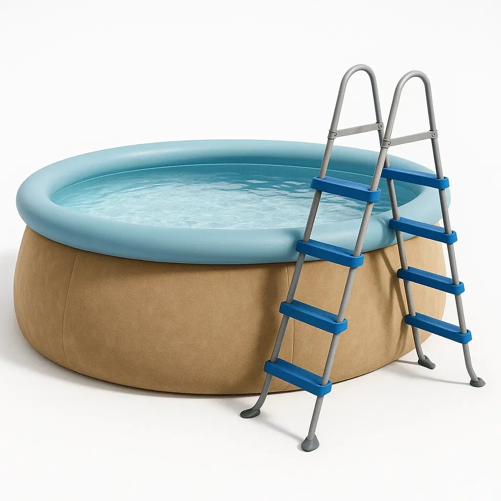 Piscine autoportée beige/bleu clair 366x366x76 cm avec échelle et filtre à cartouche tHGZFQSy33hB-Meuzen