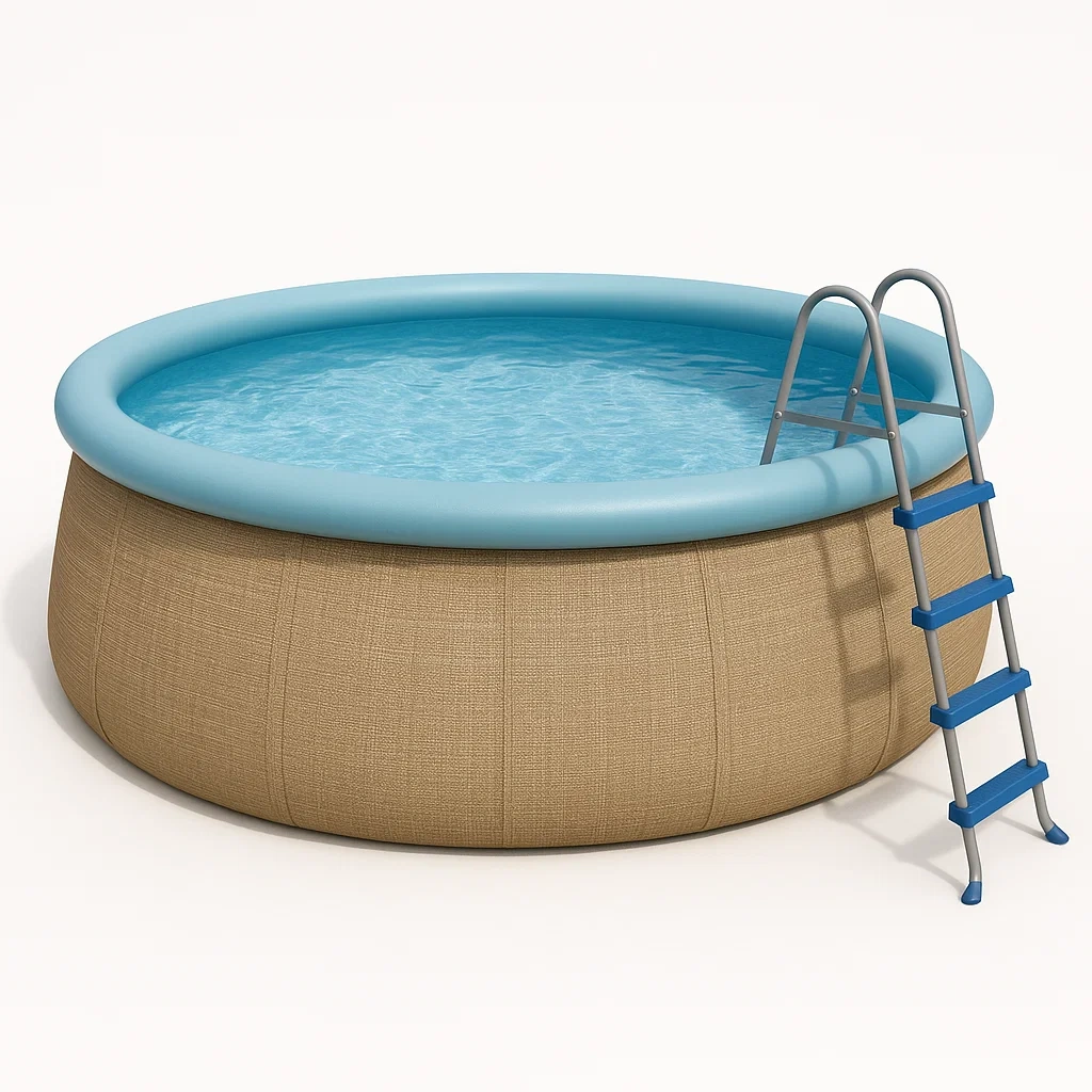 Piscine autoportée beige/bleu clair 366x366x122 cm avec échelle avec filtre à cartouche UeTaNwMd37op-Meuzen