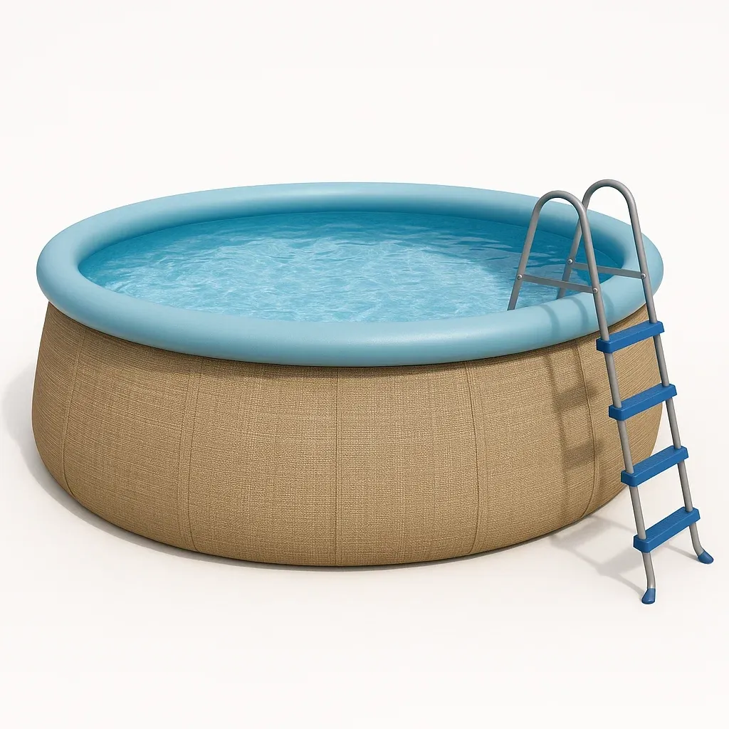 Piscine autoportée beige/bleu clair 366x366x122 cm avec échelle avec filtre à cartouche UeTaNwMd37op-Meuzen