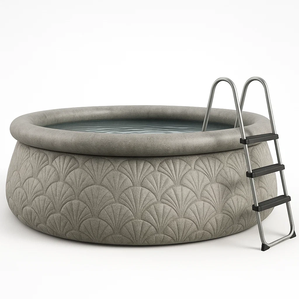 Piscine autoportée 472x472x104 cm, couleur tissée gris, avec échelle, avec filtre TAPreeKI41XQ-Meuzen