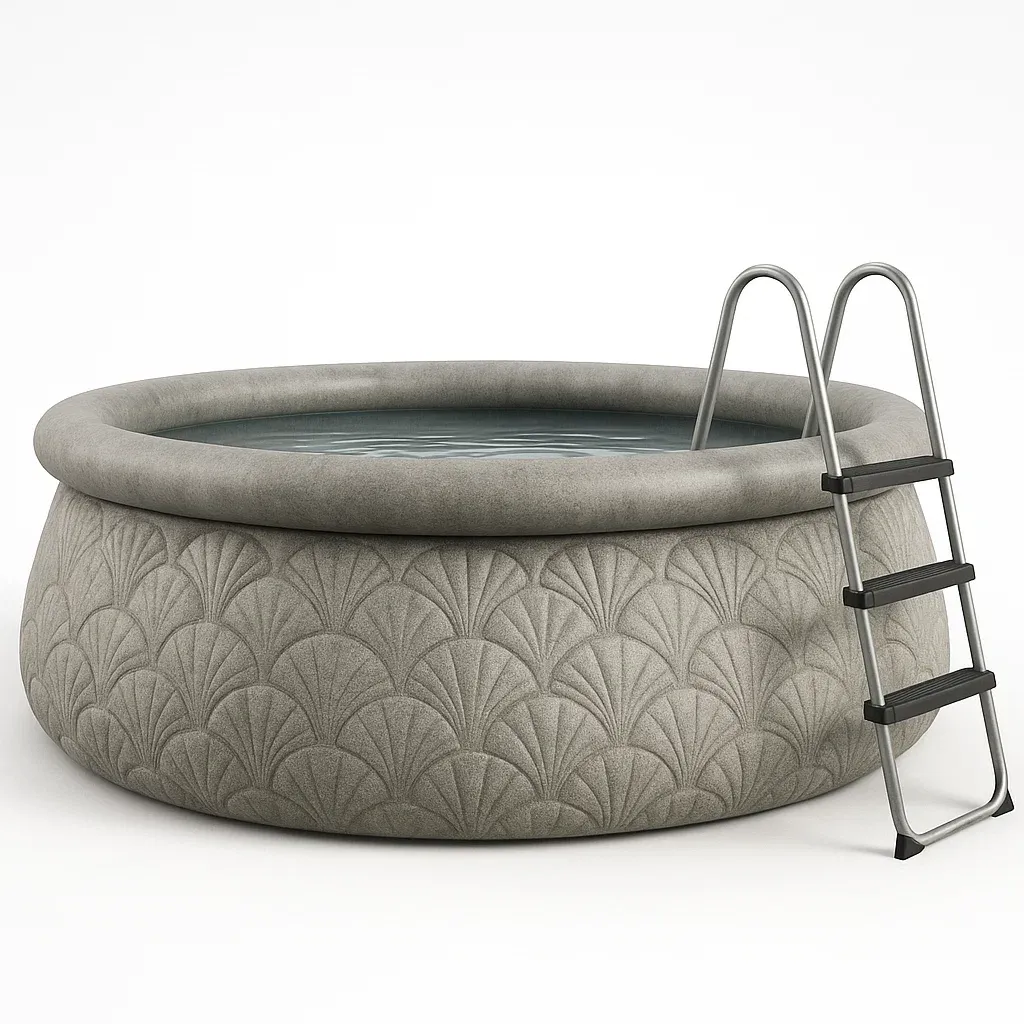 Piscine autoportée 472x472x104 cm, couleur tissée gris, avec échelle, avec filtre TAPreeKI41XQ-Meuzen