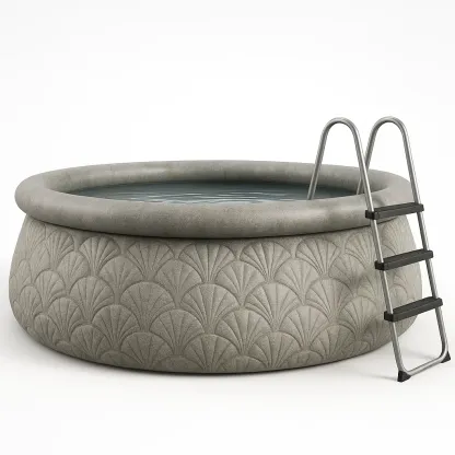 Piscine autoportée 472x472x104 cm, couleur tissée gris, avec échelle, avec filtre TAPreeKI41XQ-Meuzen