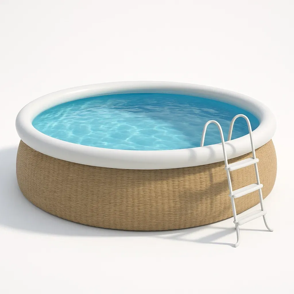 Piscine autoportée 472x472x104 cm, couleur tissée beige / blanc, avec échelle, avec filtre EDNWwBuXY5uL-Meuzen