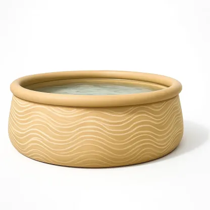 Piscine autoportée beige ondulé 366x366x122 cm avec échelle avec filtre à cartouche WrVTrpgN79dj-Meuzen