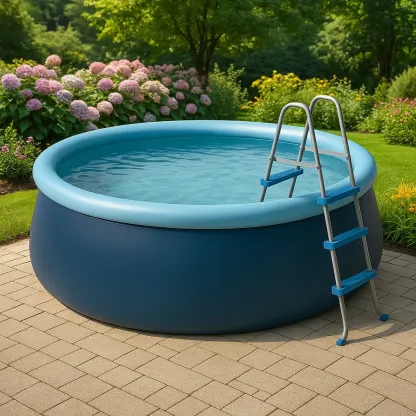Piscine autoportée bleu foncé/bleu clair 305x305x76 cm avec échelle et filtre à cartouche xoGLDYqLP3fD-Meuzen