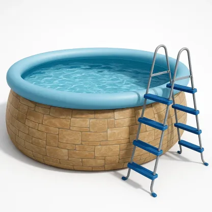 Piscine autoportée pierre/bleu clair 366x366x76 cm avec échelle et filtre à cartouche DNWwDgJMQ9uM-Meuzen