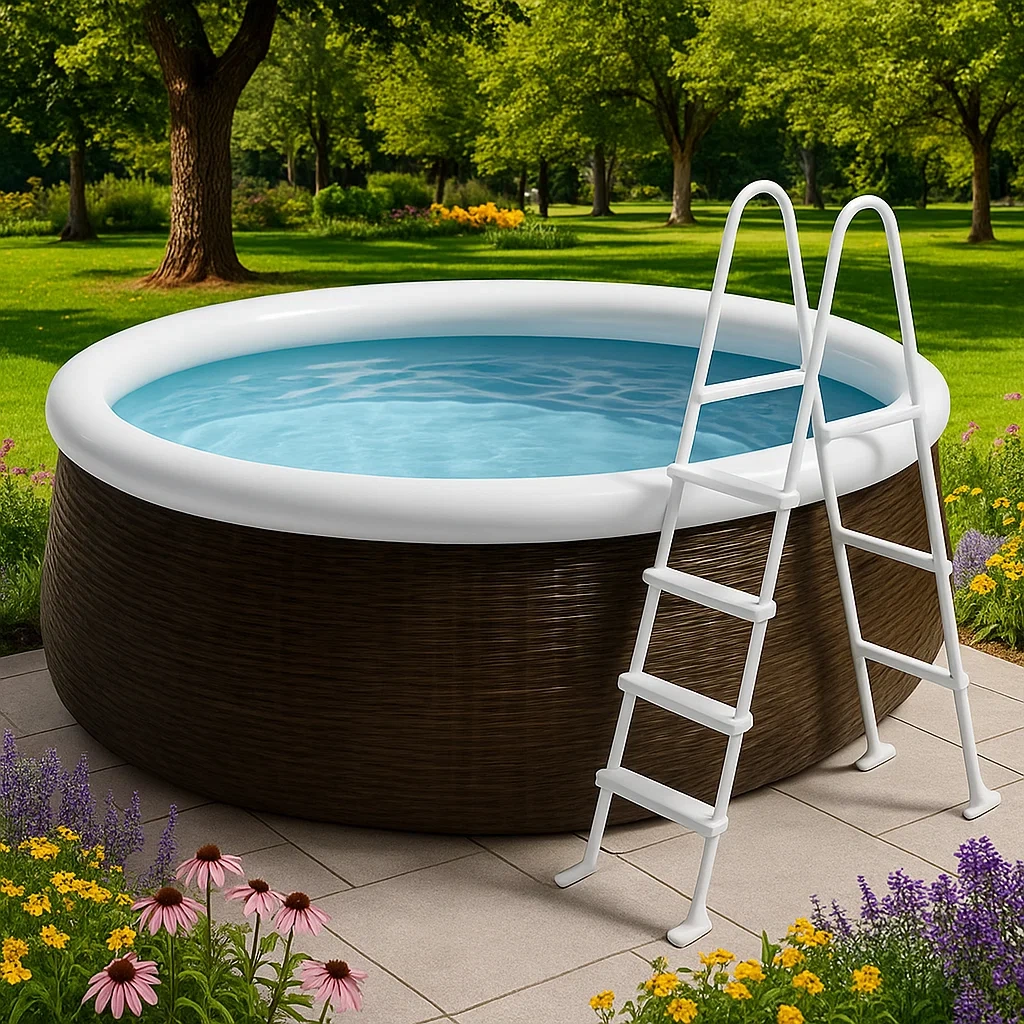 Piscine autoportée marron/blanc 305x305x76 cm avec échelle et filtre à cartouche BWIacHGrZ6ym-Meuzen