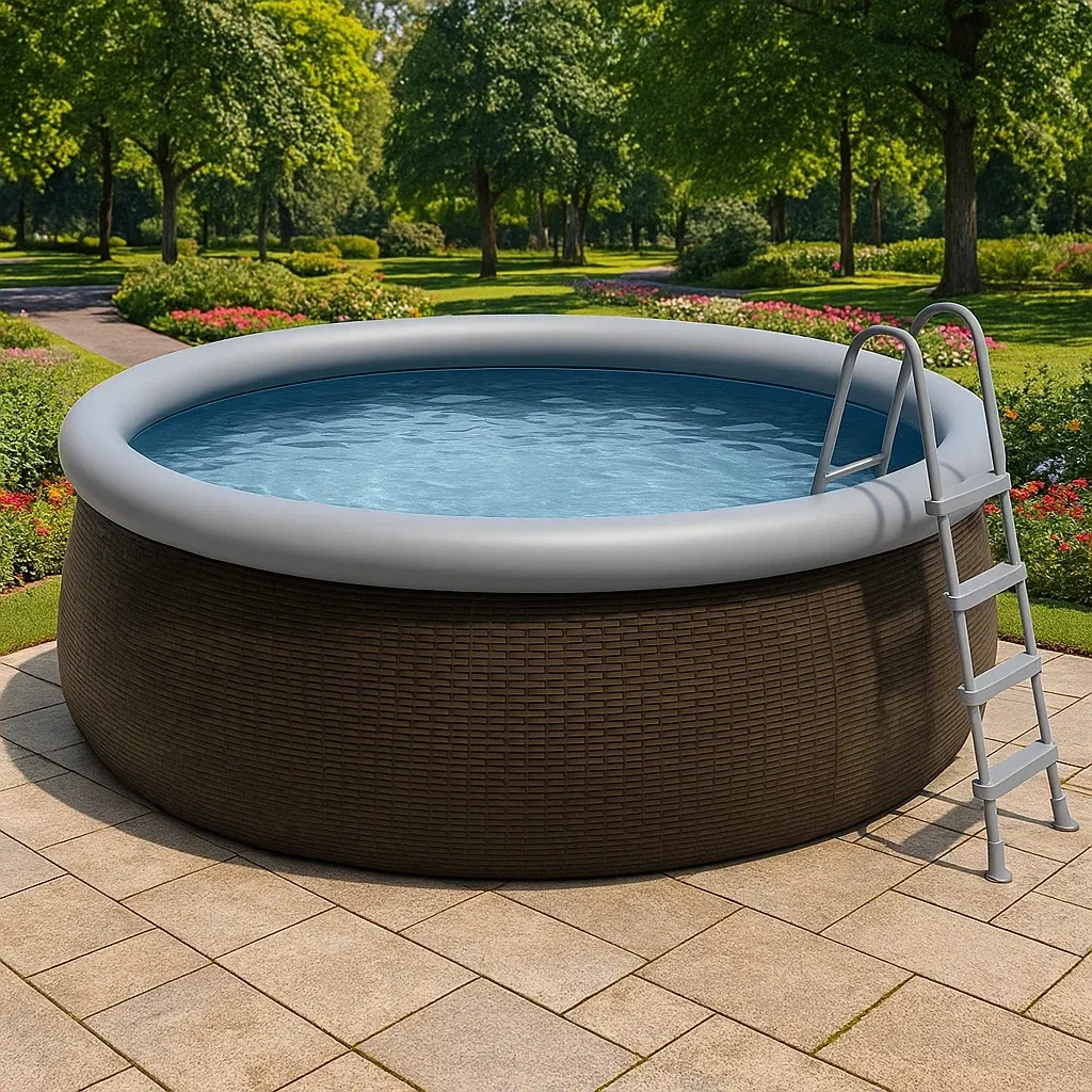 Piscine autoportée marron/gris 366x366x122 cm avec échelle avec filtre à cartouche HuYPORQjH7xF-Meuzen