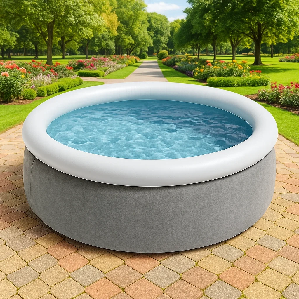 Piscine autoportée ronde avec échelle et filtre cartouche gris/blanc 290x290x85 cm kWKrvDERX8jl-Meuzen