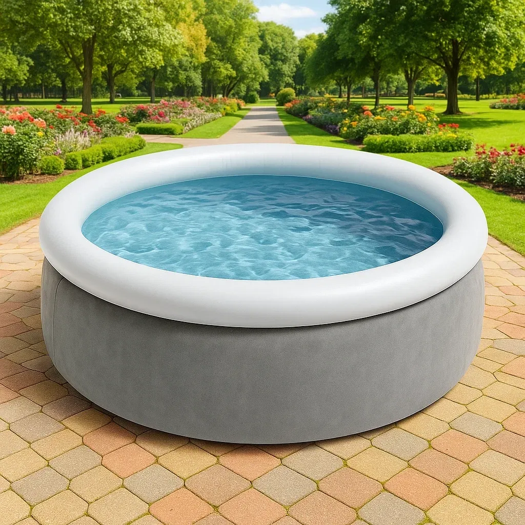 Piscine autoportée ronde avec échelle et filtre cartouche gris/blanc 290x290x85 cm kWKrvDERX8jl-Meuzen
