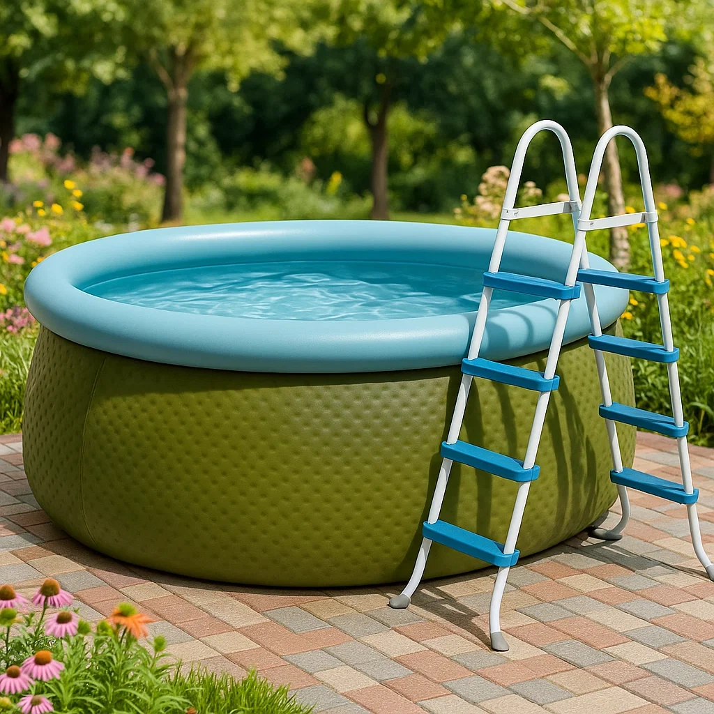 Piscine autoportée verte/bleue 305x305x76 cm avec échelle et filtre à cartouche fCEHkIyy12ej-Meuzen