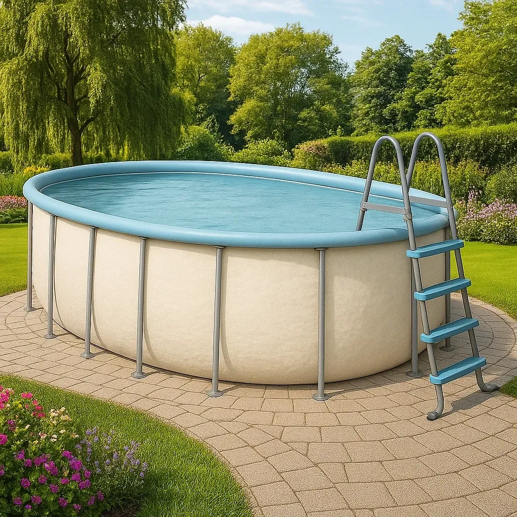 Piscine tubulaire ovale blanc/bleu clair 468x275x102 cm avec échelle et filtre JSsVVXo132Us-Meuzen