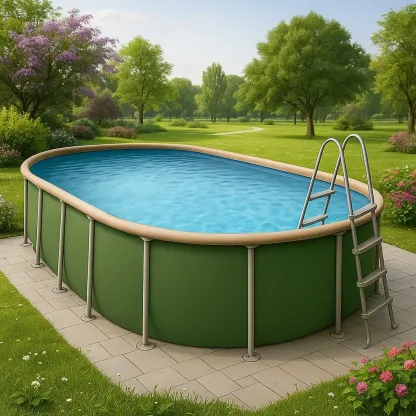 Piscine tubulaire ovale 468x275x102 cm couleur vert/écru avec échelle et filtre mWqQOOR133Bq-Meuzen