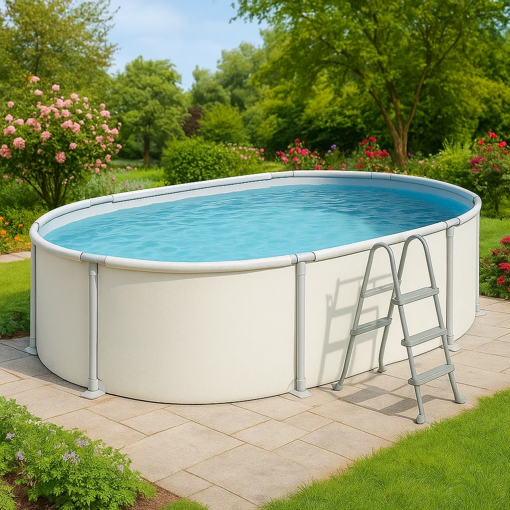 Piscine tubulaire ovale 468x275x102 cm blanc avec échelle et filtre ekfYKeW135iW-Meuzen