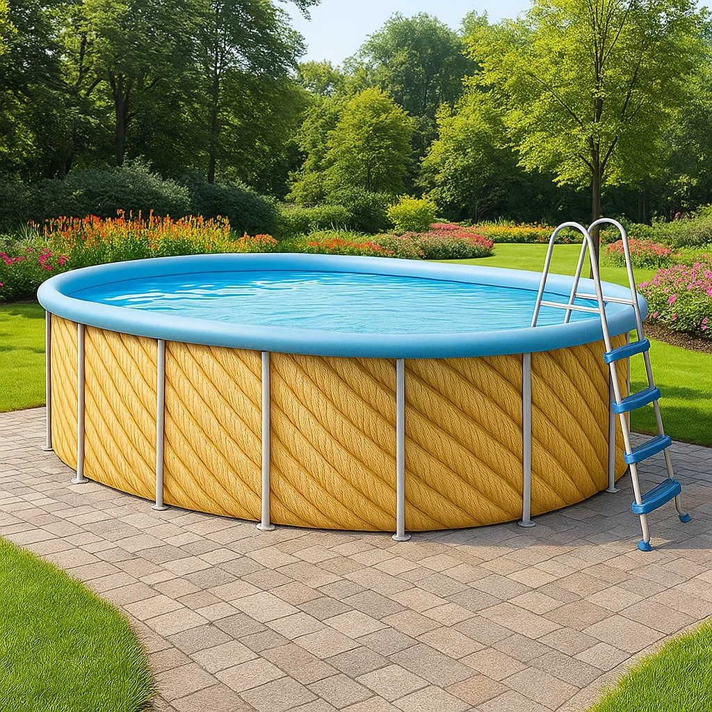 Piscine tubulaire ovale 468x275x102 cm beige/bleu avec échelle et filtre lhGqoNX137FI-Meuzen