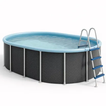 Piscine tubulaire ovale 407x238x97 cm, couleur noir / blanc / bleu clair, avec échelle, avec filtre HMqJuwhf98oX-Meuzen