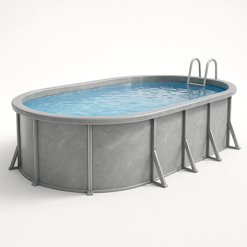 Piscine tubulaire ovale gris 407x238x97 cm avec échelle et filtre DxKpcCqC99Zm-Meuzen