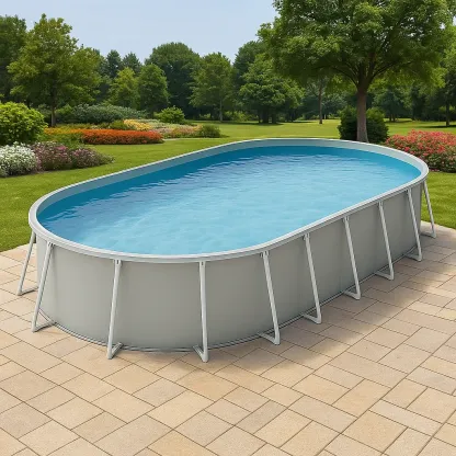 Piscine tubulaire ovale gris 468x275x102 cm avec échelle et filtre CGobqRD144ry-Meuzen