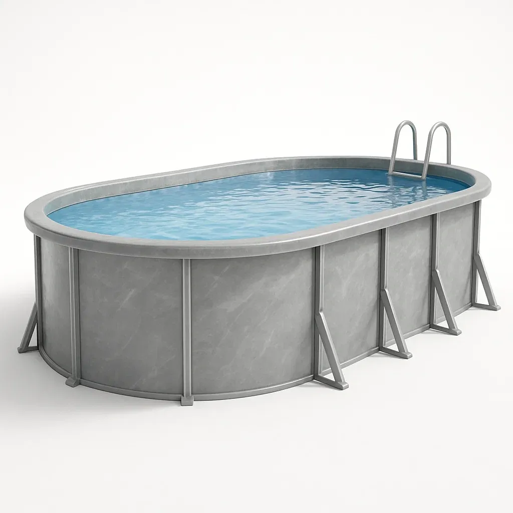 Piscine tubulaire ovale gris 407x238x97 cm avec échelle et filtre DxKpcCqC99Zm-Meuzen