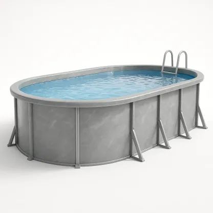 Piscine tubulaire ovale gris 407x238x97 cm avec échelle et filtre DxKpcCqC99Zm-Meuzen
