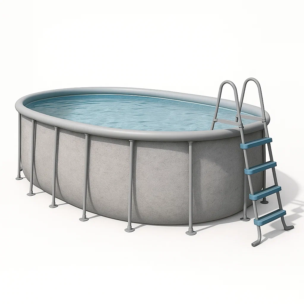 Piscine tubulaire ovale gris 407x238x97 cm avec échelle et filtre hJsSexR102OS-Meuzen