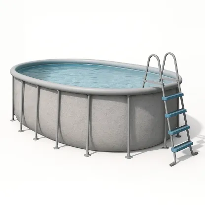 Piscine tubulaire ovale gris 407x238x97 cm avec échelle et filtre hJsSexR102OS-Meuzen
