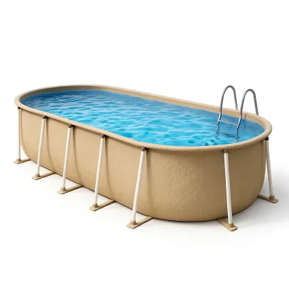 Piscine tubulaire ovale beige 407x238x97 cm avec échelle et filtre dPSMQQR105my-Meuzen