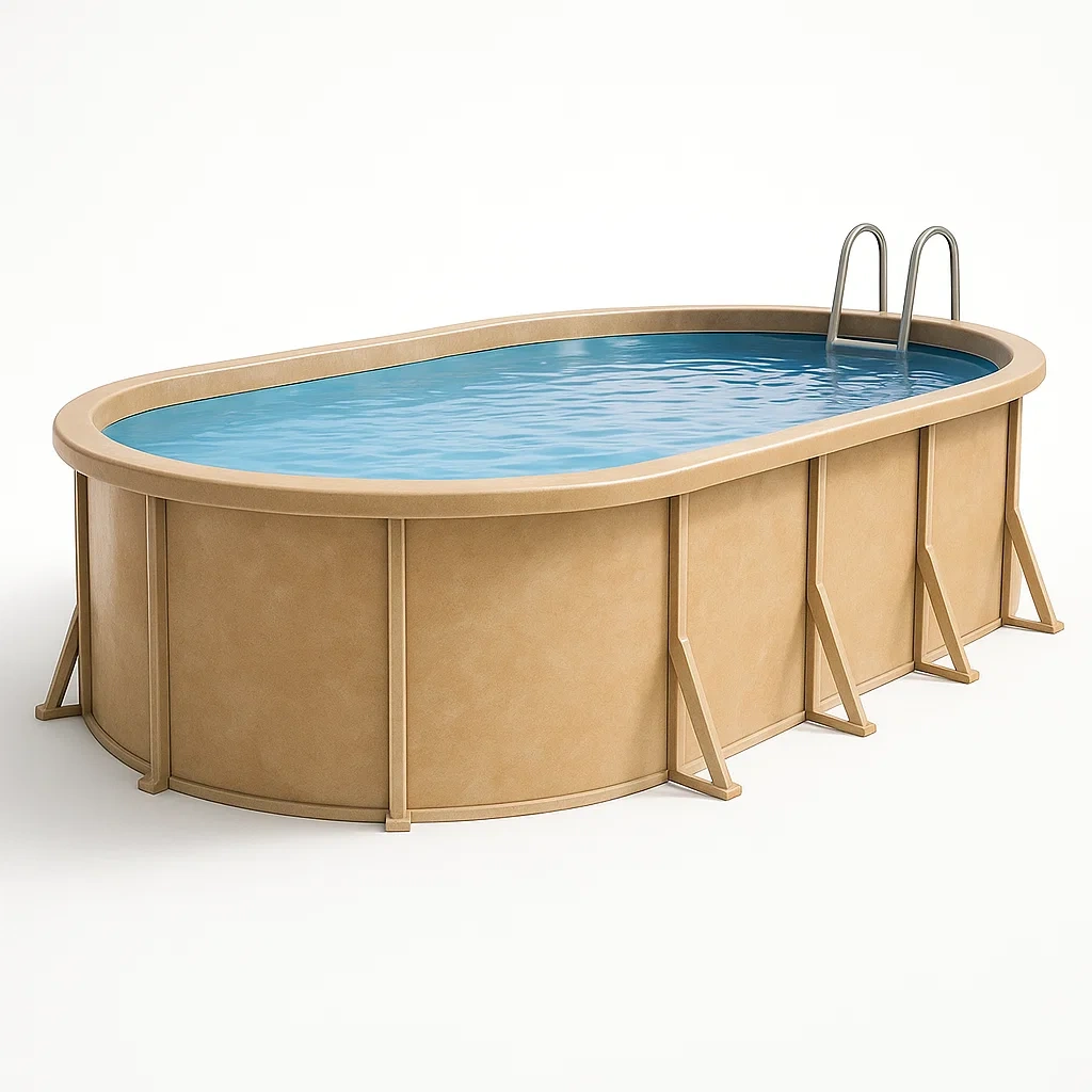 Piscine tubulaire ovale 407x238x97 cm beige avec échelle avec filtre à cartouche AEwDTpX106kr-Meuzen