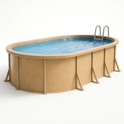 Piscine tubulaire ovale 407x238x97 cm beige avec échelle avec filtre à cartouche AEwDTpX106kr-Meuzen