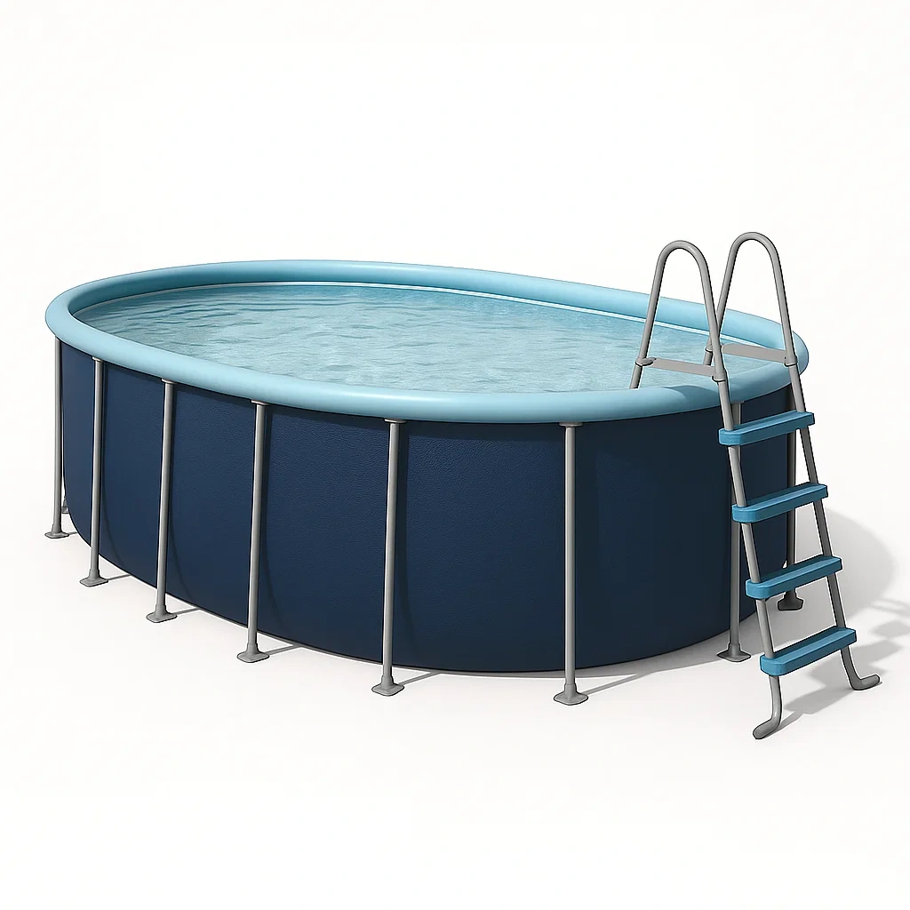 Piscine tubulaire ovale bleu foncé/bleu clair 407x238x97 cm avec échelle et filtre à cartouche PjpRWgo107Dt-Meuzen