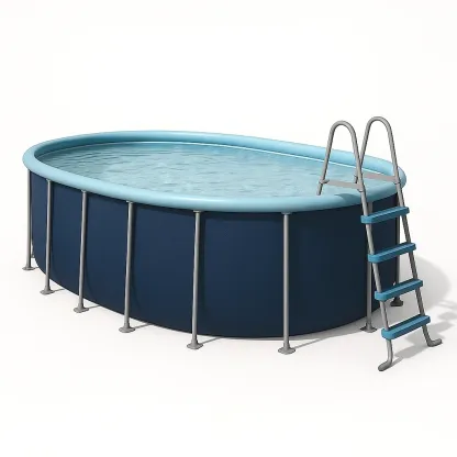 Piscine tubulaire ovale bleu foncé/bleu clair 407x238x97 cm avec échelle et filtre à cartouche PjpRWgo107Dt-Meuzen