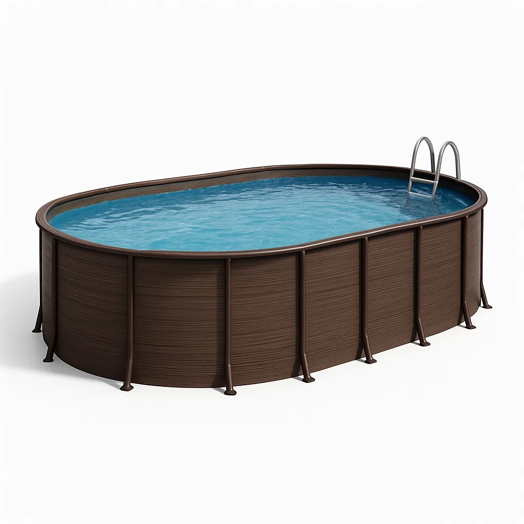 Piscine tubulaire ovale marron 407x238x97 cm avec échelle et filtre à sable tPnspHuR90Aa-Meuzen
