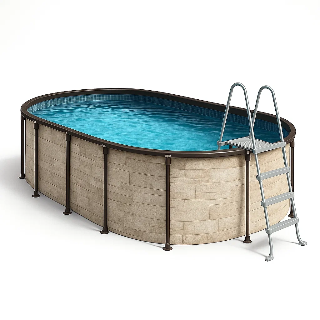 Piscine tubulaire ovale beige/marron 407x238x97 cm avec échelle et filtre à sable rSEYFpR113Gs-Meuzen
