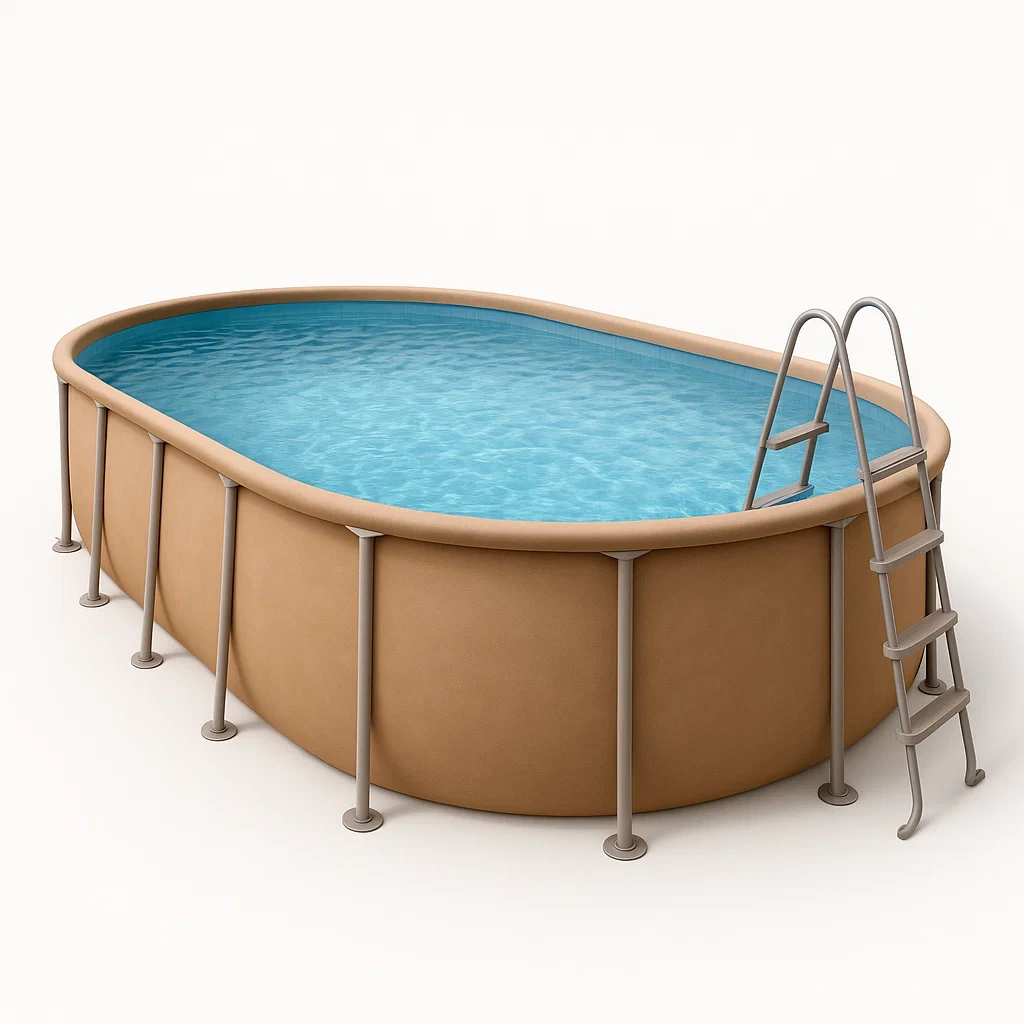 Piscine tubulaire ovale 468x275x102 cm, couleur beige, avec échelle, avec filtre cqnUeeW122nC-Meuzen