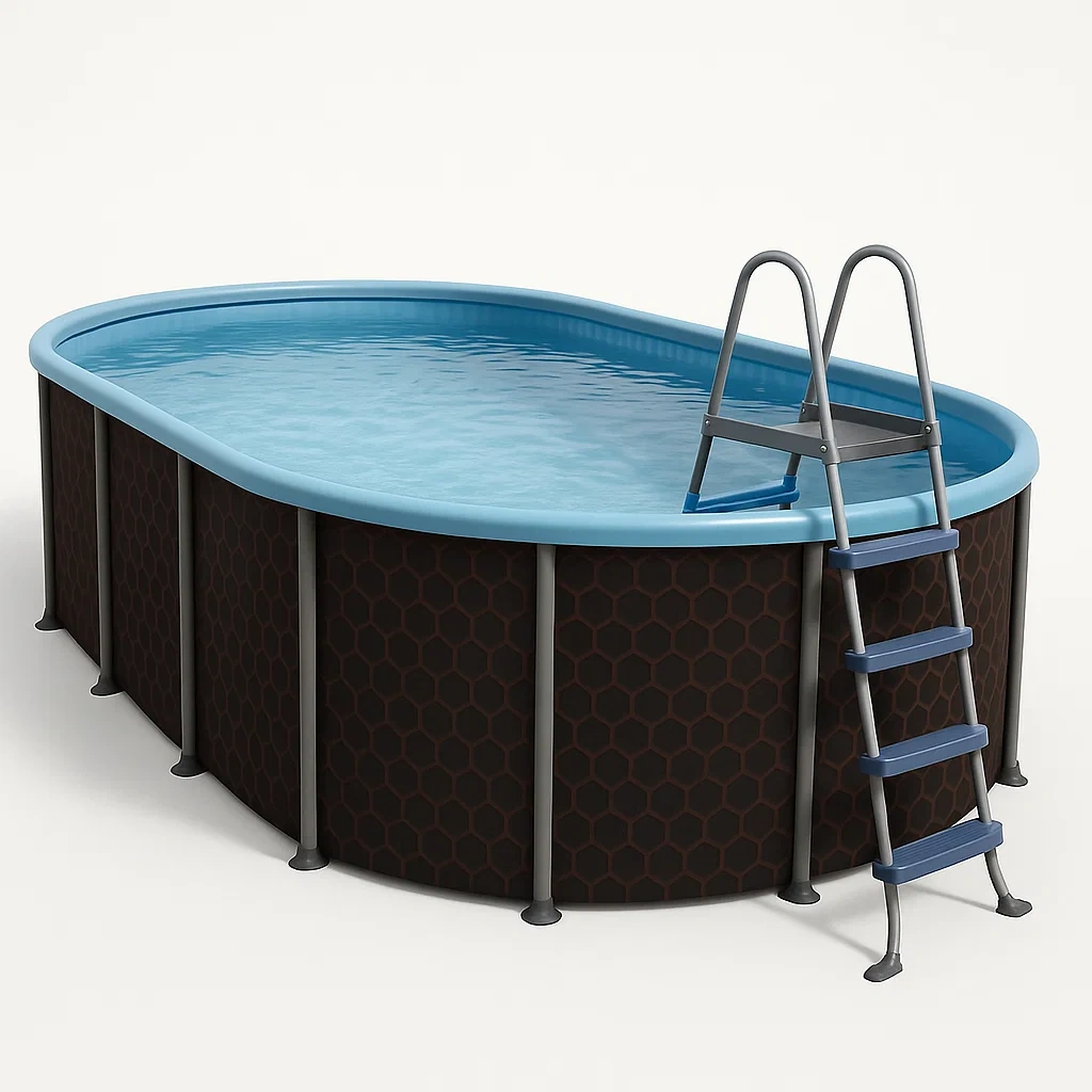 Piscine tubulaire ovale marron/bleu 468x275x102 cm avec échelle et filtre HCUpWcd123Jn-Meuzen