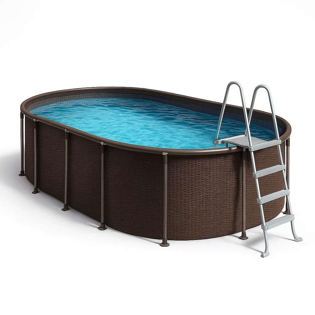Piscine tubulaire ovale marron foncé 468x275x102 cm avec échelle et filtre à sable qQChrhl125vt-Meuzen