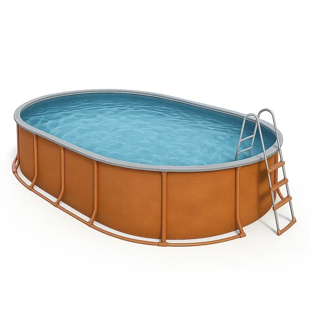 Piscine tubulaire ovale marron/gris 468x275x102 cm avec échelle et filtre YPQNhCO126hy-Meuzen