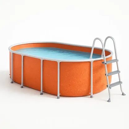 Piscine tubulaire ovale orange 468x275x102 cm avec échelle et filtre à cartouche KBtkSgD131xR-Meuzen