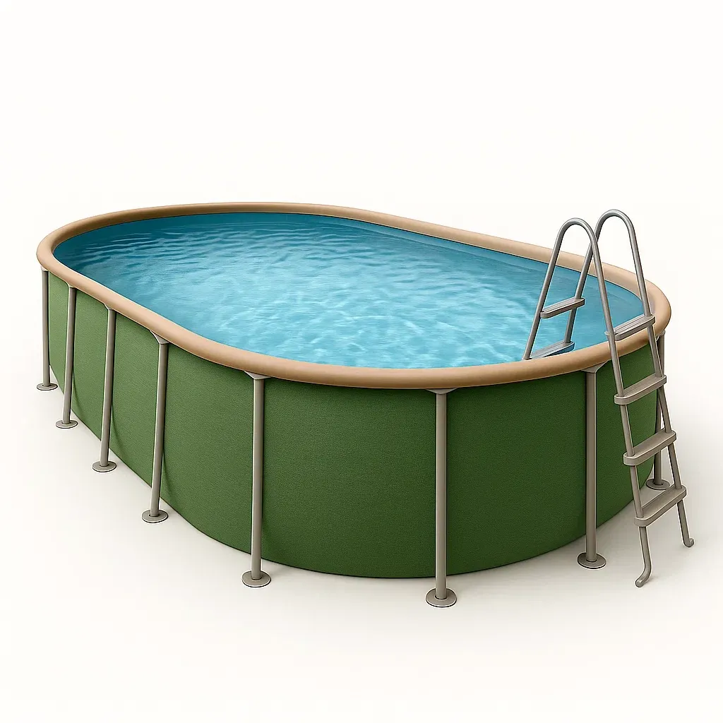 Piscine tubulaire ovale 468x275x102 cm couleur vert/écru avec échelle et filtre mWqQOOR133Bq-Meuzen