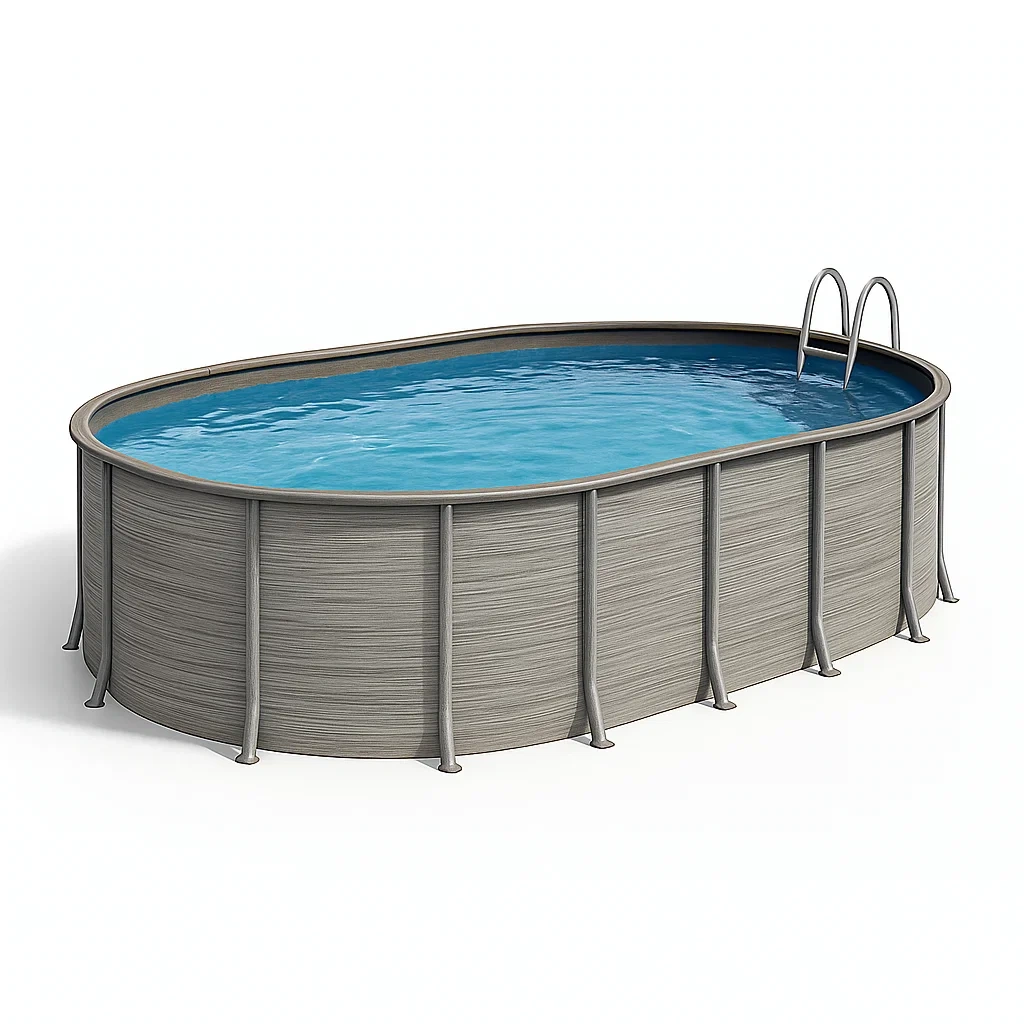 Piscine tubulaire ovale 468x275x102 cm, couleur gris, avec échelle, avec filtre gVSXQqT134LD-Meuzen