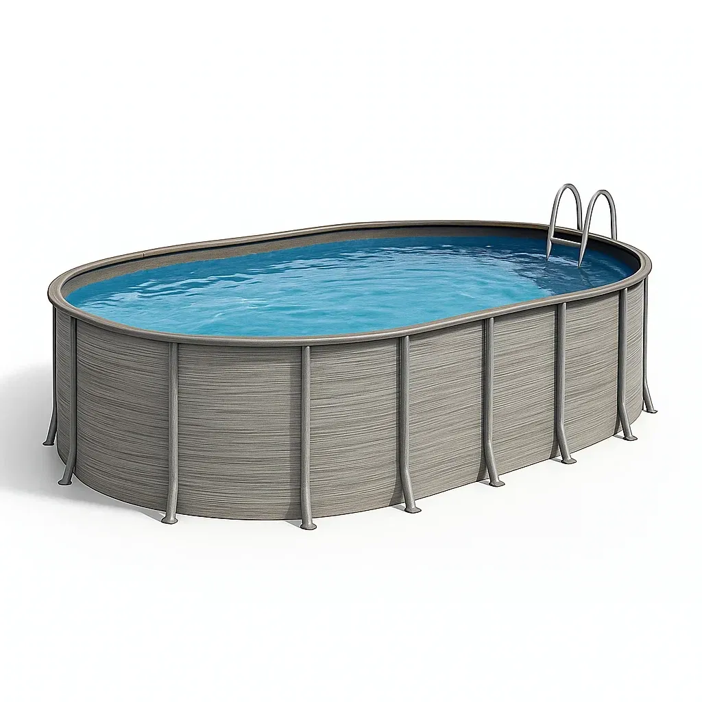 Piscine tubulaire ovale 468x275x102 cm, couleur gris, avec échelle, avec filtre gVSXQqT134LD-Meuzen
