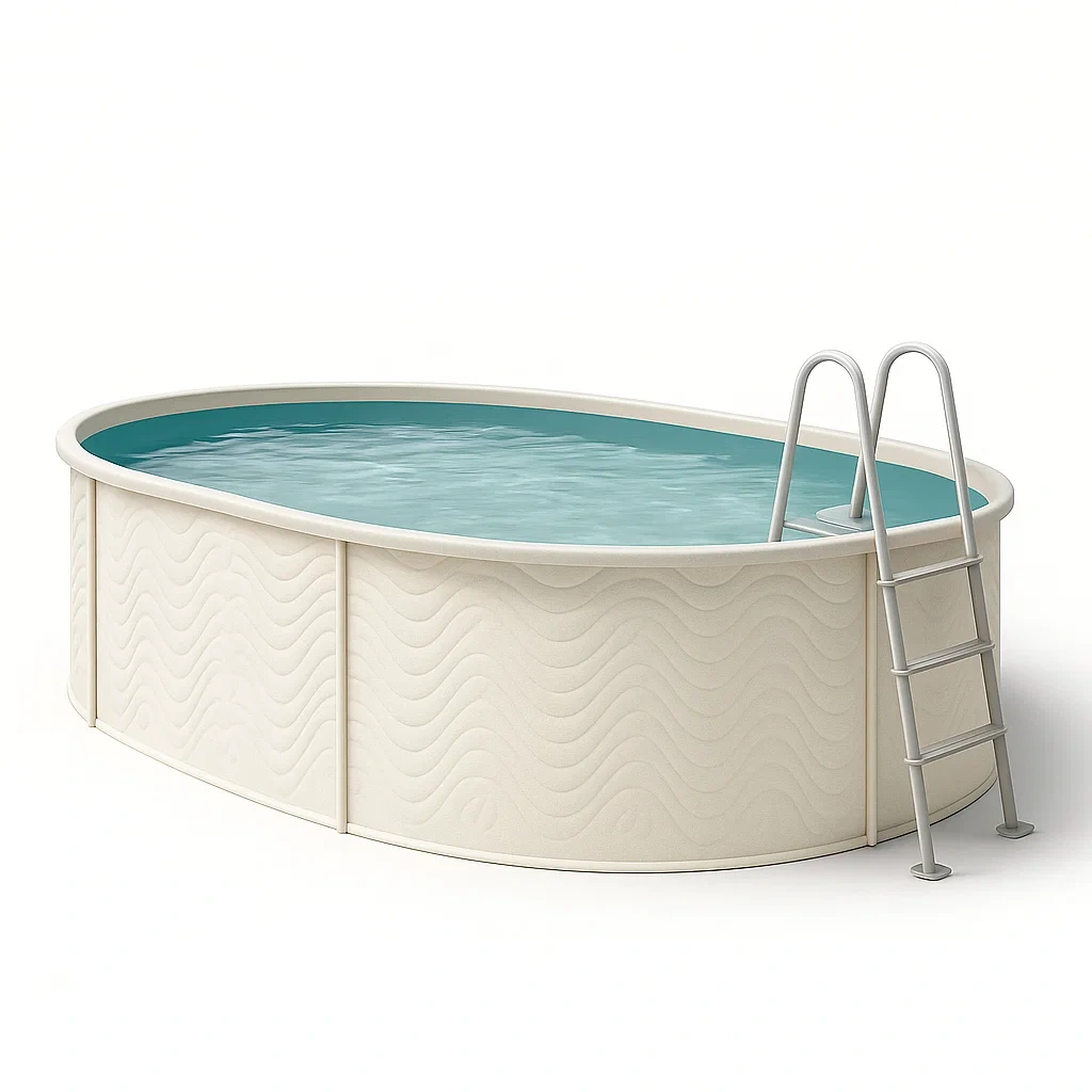Piscine tubulaire ovale 468x275x102 cm blanc cassé avec échelle avec filtre à sable aKOrwbI136yB-Meuzen