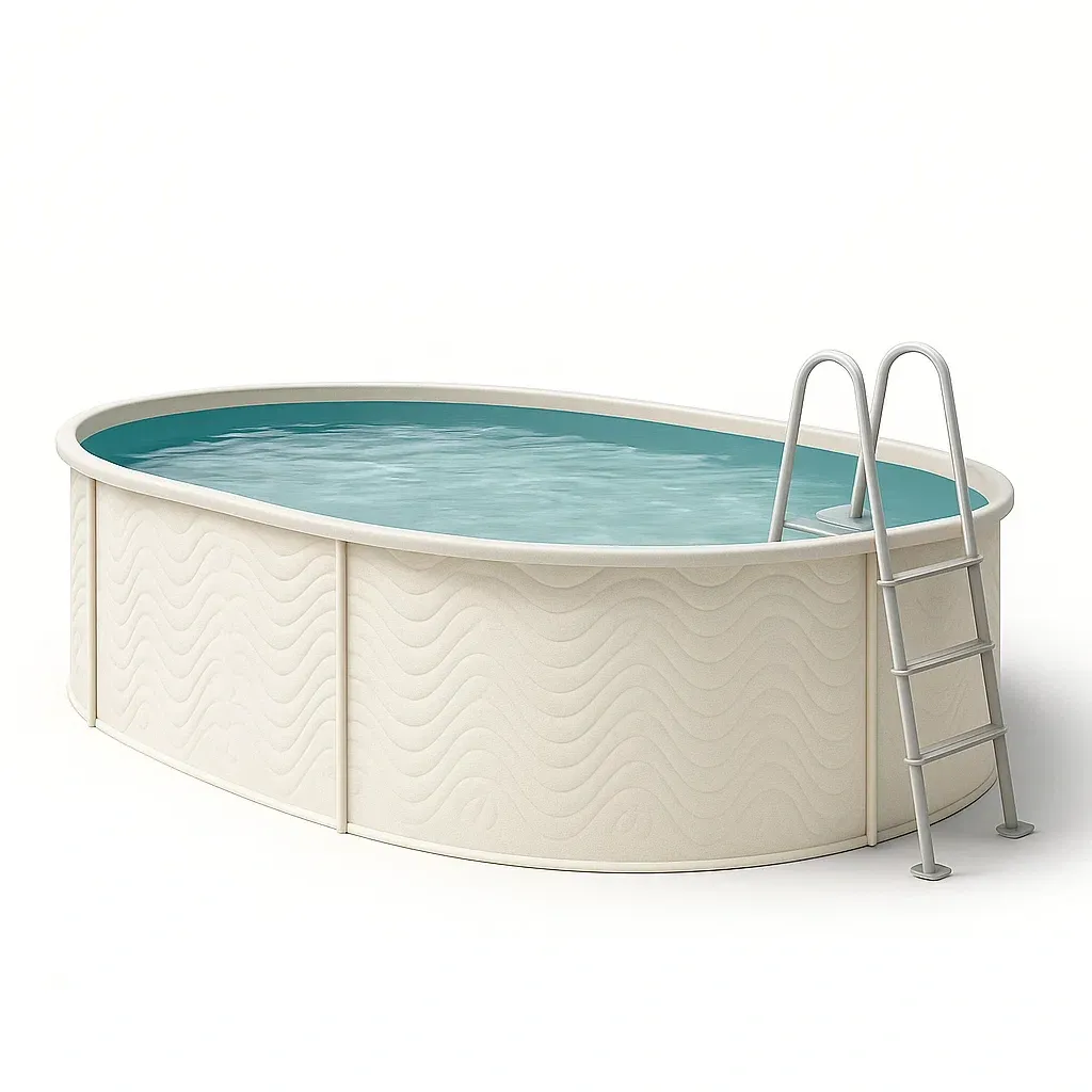 Piscine tubulaire ovale 468x275x102 cm blanc cassé avec échelle avec filtre à sable aKOrwbI136yB-Meuzen