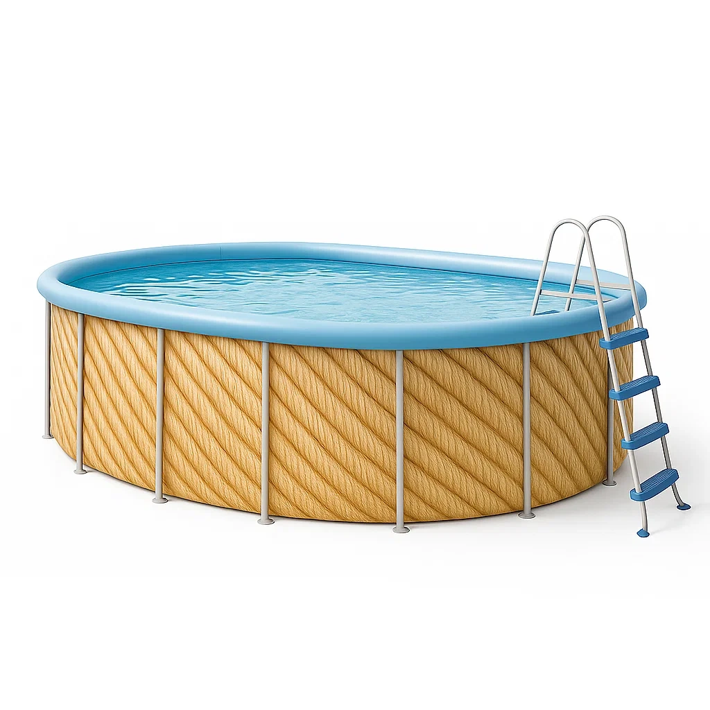 Piscine tubulaire ovale 468x275x102 cm beige/bleu avec échelle et filtre lhGqoNX137FI-Meuzen