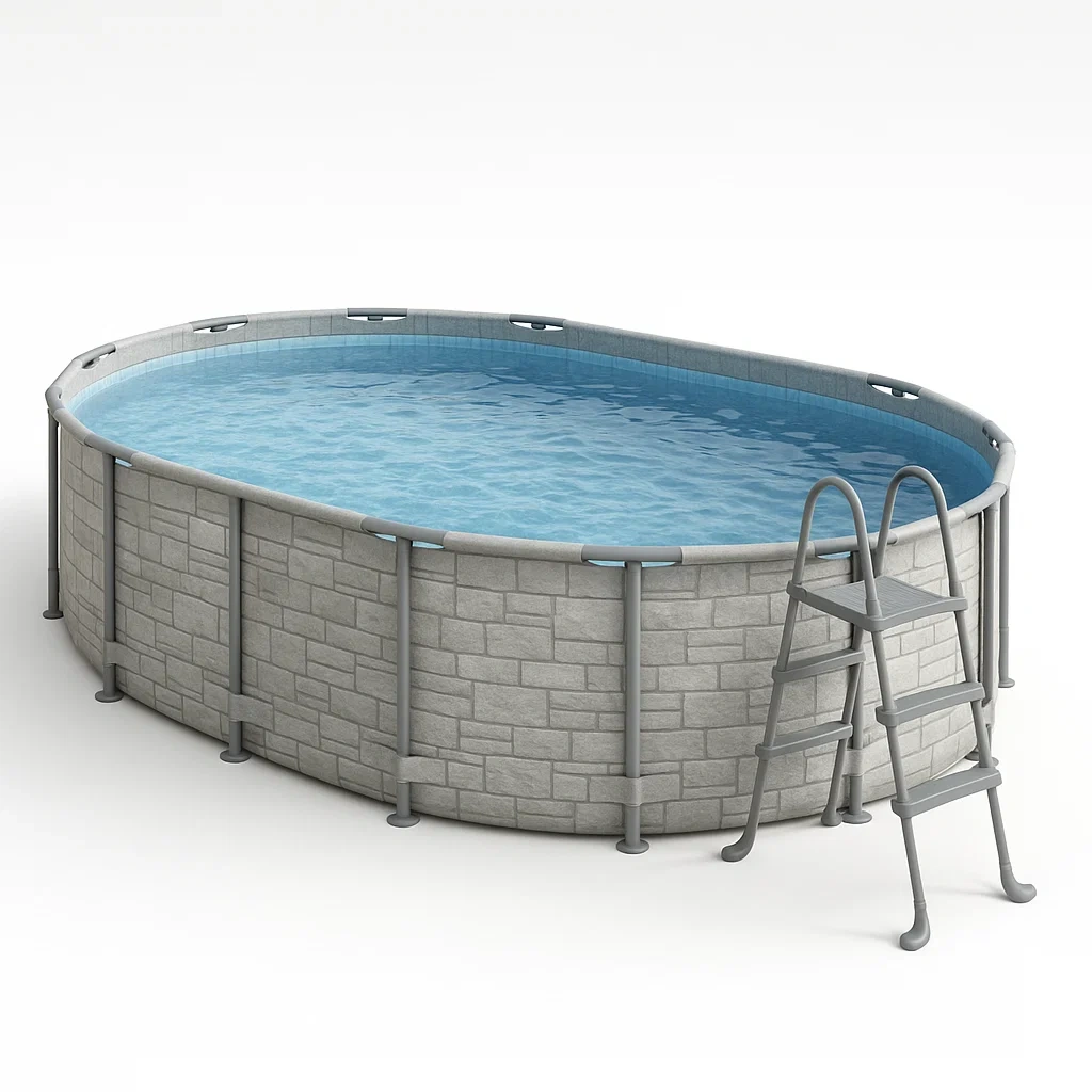 Piscine tubulaire ovale gris 407x238x97 cm avec échelle et filtre TLHHbics93kq-Meuzen