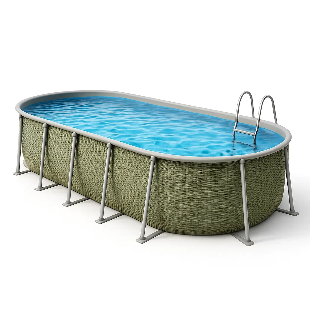 Piscine tubulaire ovale vert/gris 468x275x102 cm avec échelle et filtre qcMoumV138wW-Meuzen