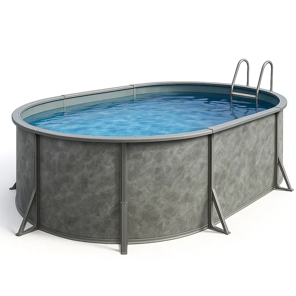 Piscine tubulaire ovale 468x275x102 cm couleur gris avec échelle et filtre hGRvNWf139vV-Meuzen