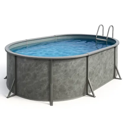 Piscine tubulaire ovale 468x275x102 cm couleur gris avec échelle et filtre hGRvNWf139vV-Meuzen